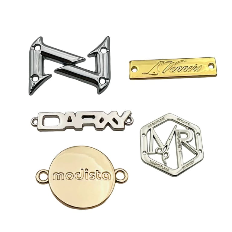 Customized hardware accessories metal logo pates label for clothing