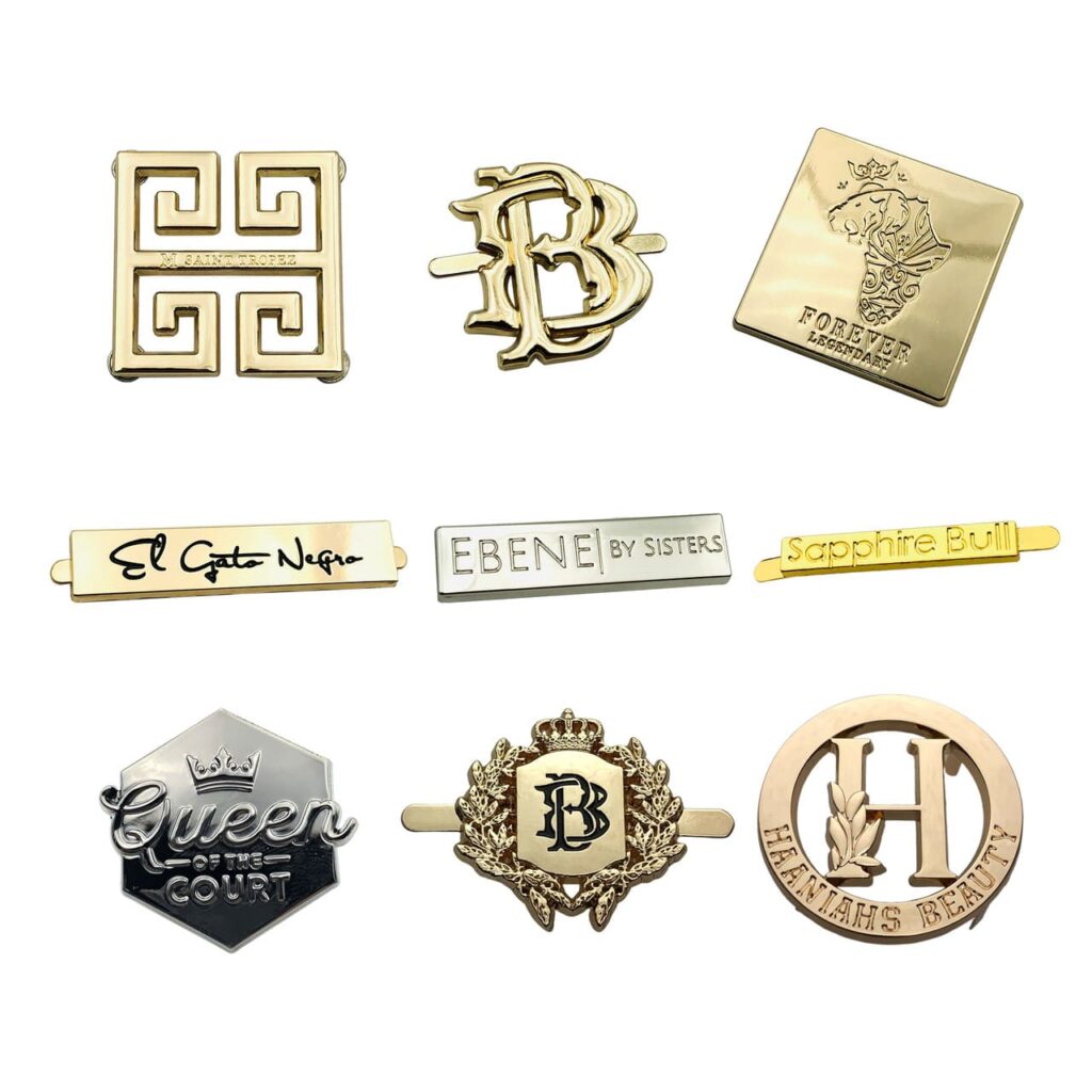 Bags Hardware Custom Logo Engraved Metal Label Tags for Bags & Purses, Zinc Alloy Bag Branding Plates, Multi-color Metal Labels Direct Supply