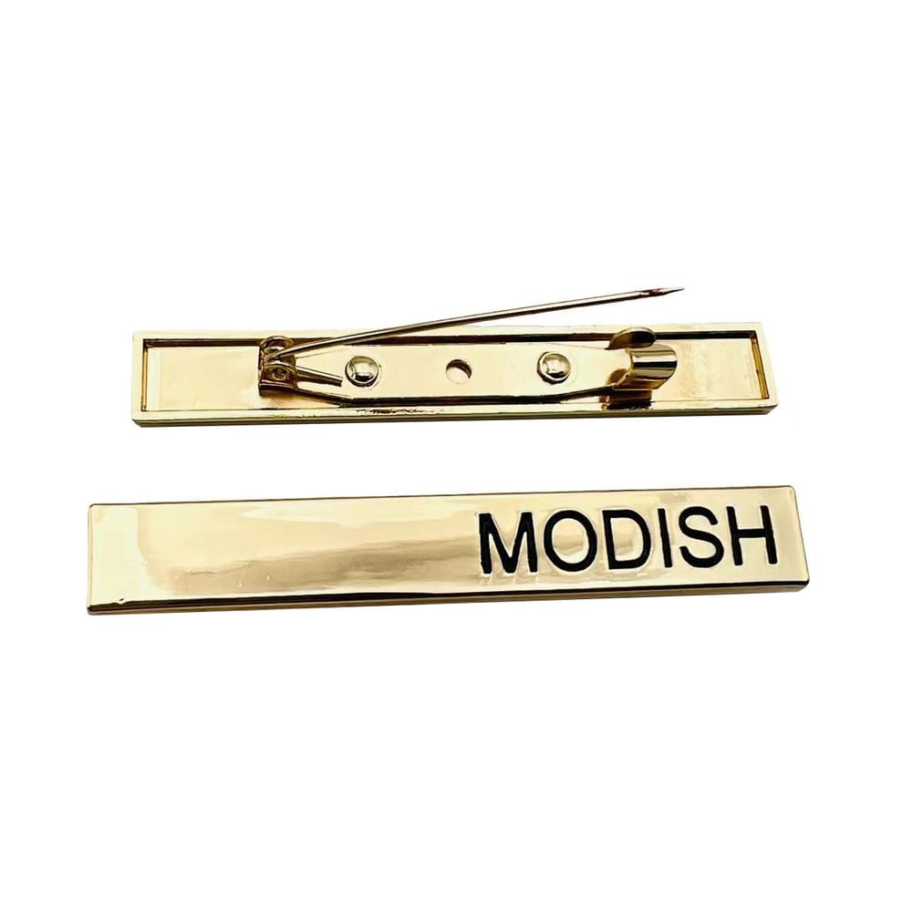Custom Metal Badges with Safety Pin, Personalized Enamel Label Pins, Zinc Alloy Branding Name Plates for Clothing