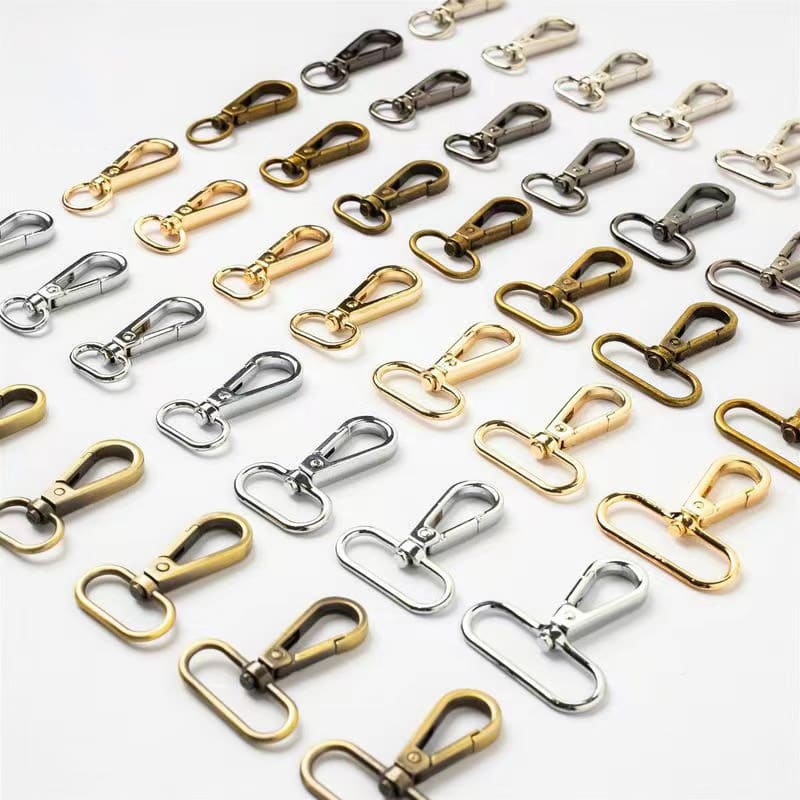 Wholesale Multi-sizes Swivel Snap Hooks for Handbags, Zinc Alloy Lobster Clasps, Factory Price Bag Shoulder Strap Hardware Manufacturer