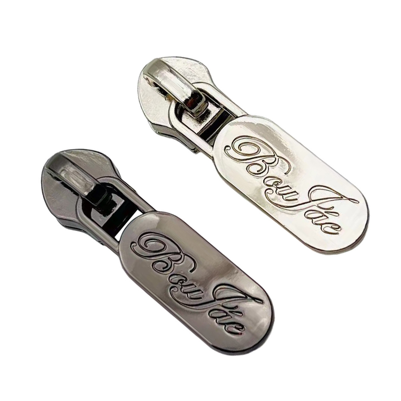 Engraved Logo Zipper Puller Manufacturer, Custom Zinc Alloy Decorative Zipper Pulls for Bags, Metal Zipper Tabs with Branding