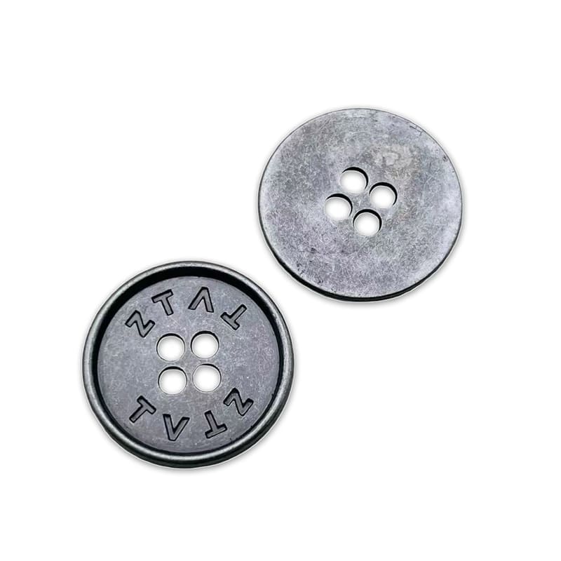 Wholesale Custom Logo Engraved 4-Hole Metal Button, Zinc Alloy Sew-on Buttons for Suits, Factory Price Branded Garment Accessories