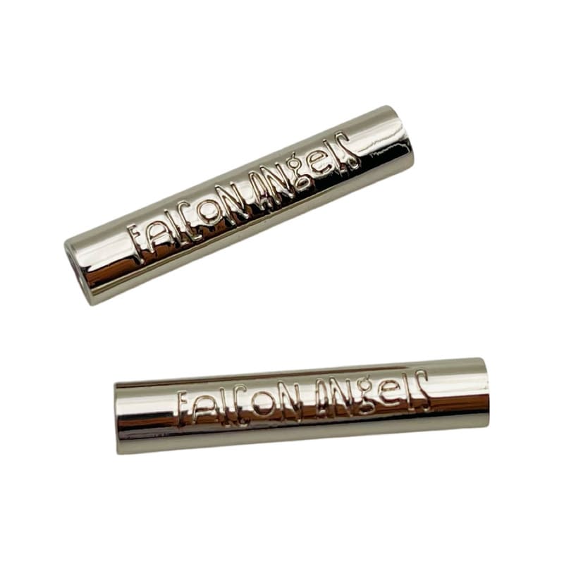 Wholesale Custom Logo Metal Cord Ends, Engraved Zinc Alloy Cord Tips for Hoodies, Factory Price Garment Accessories Manufacturer