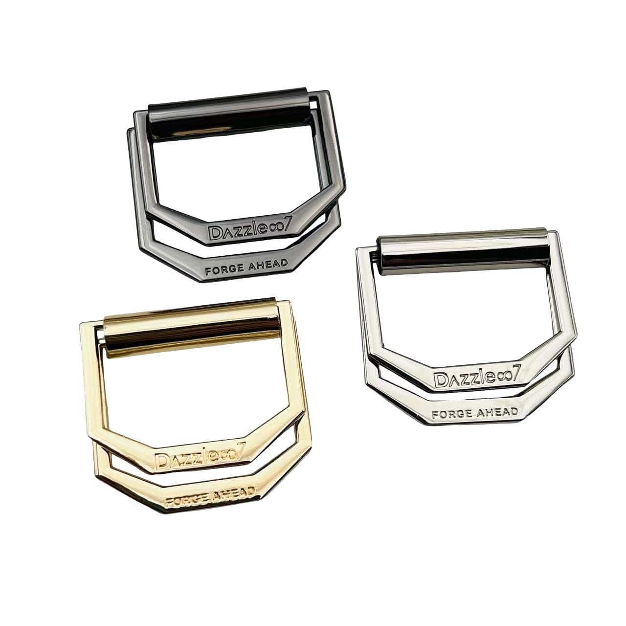 Custom Logo Shape Metal Double D-rings in Multi-sizes, Zinc Alloy D-ring Buckles, Factory Direct Bulk Supply for Straps and Belts