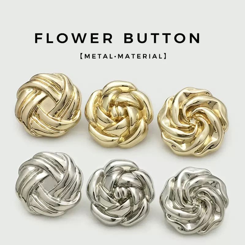 Factory Wholesale Ready Stock Embossed Metal Flower Button – Decorative Metal Buttons for Sewing, Knitting, Coats, and Fashion DIY Crafting