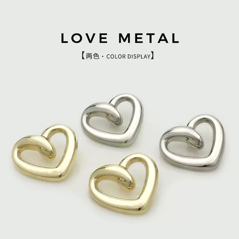 metal heart buttons