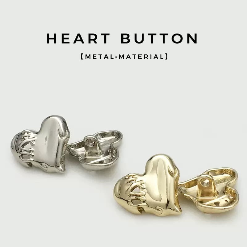metal heart buttons