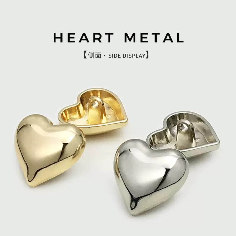 metal heart buttons